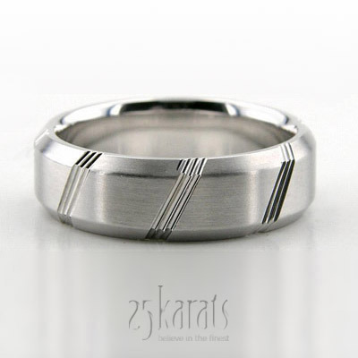 Beveled Edge Satin Basic Carved Wedding Ring  - main view thumbnail