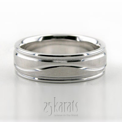 Stylish Wavy Milgrain Wedding Ring  - main view thumbnail