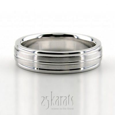 Classic Grooved Satin Wedding Ring  - main view