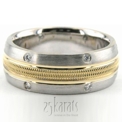 Sturdy Two-Tone Diamond Wedding Band  - main view