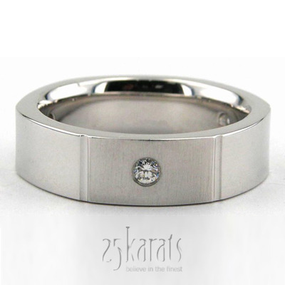 Three Stone Brushed Diamond Wedding Band  - main view