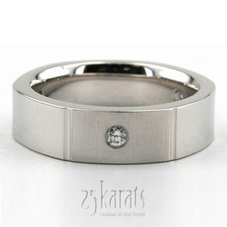 Three Stone Brushed Diamond Wedding Band 
