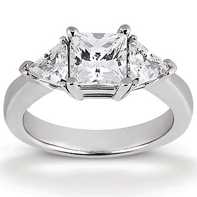 Trillion and Princess Cut Prong Set Diamond Engagement Ring(0.50 ct. t.w.)