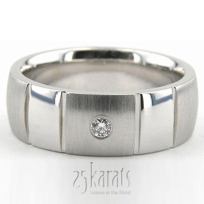 Flush-set Brush Finish Diamond Wedding Ring  - main view thumbnail