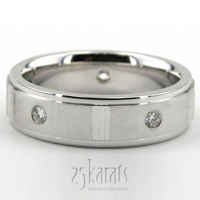 Flush-set Step Edge Diamond Wedding Ring  - main view