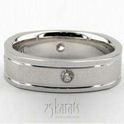 Squared Cross-satin Diamond Wedding Ring 