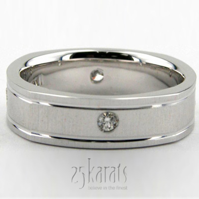 Squared Cross-satin Diamond Wedding Ring  - main view thumbnail