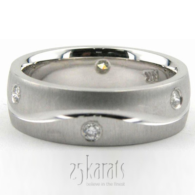 Wave Design Flush-set Diamond Wedding Ring  - main view