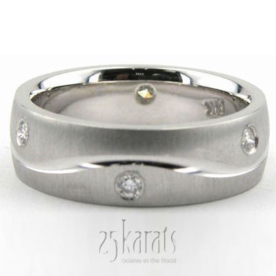 Wave Design Flush-set Diamond Wedding Ring  - main view thumbnail