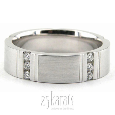 Flat Satin Finish Diamond Wedding Ring  - main view thumbnail