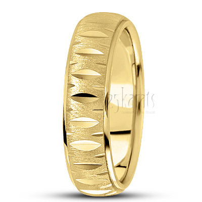 Attractive Fish-eye Cut Diamond Carved Wedding Ring  - view 5 thumbnail