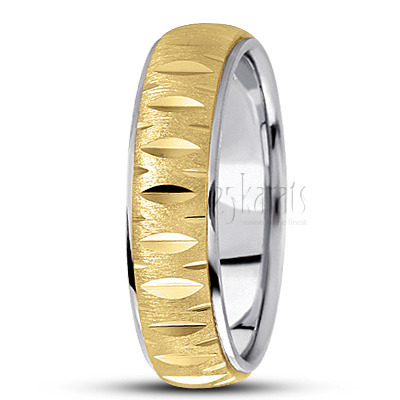 Attractive Fish-eye Cut Diamond Carved Wedding Ring  - view 6 thumbnail