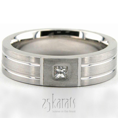 Stylish Solitary Princesss Cut Diamond Wedding Ring  - main view