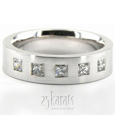 Modern Five Stone Diamond Wedding Band  - main view