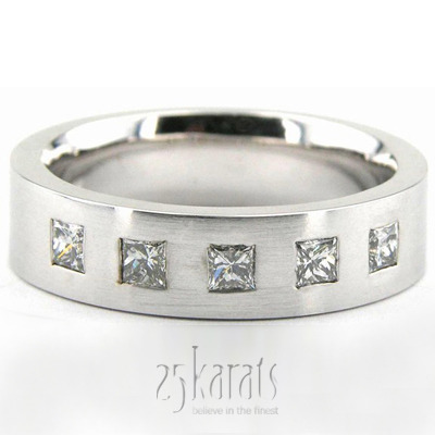 Modern Five Stone Diamond Wedding Band  - main view thumbnail