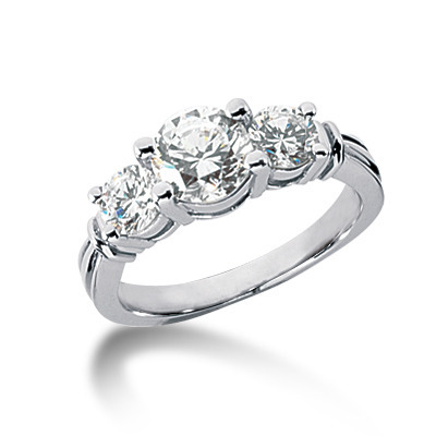 Prong Set Three Stone Diamond Engagement Ring (0.66 ct. tw.) thumbnail 3