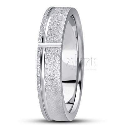 Stone Finish Diamond Carved Wedding Ring  - view 2 thumbnail