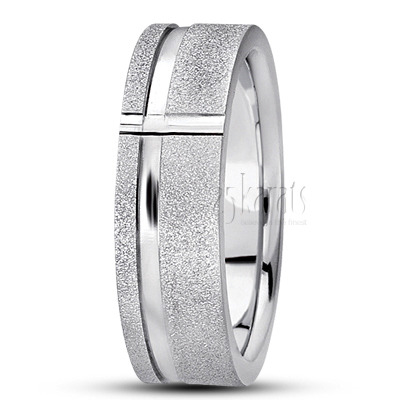 Stone Finish Diamond Carved Wedding Ring  - main view