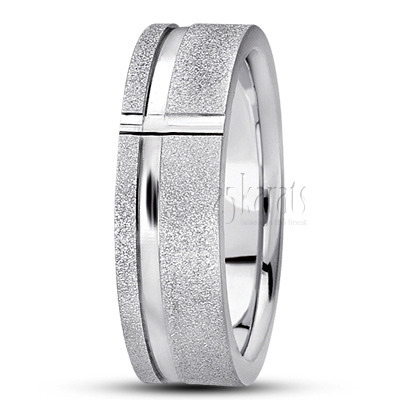 Stone Finish Diamond Carved Wedding Ring  - main view thumbnail