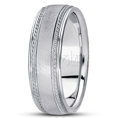 Traditional Wire Matte Basic Carved Wedding Band  - main view