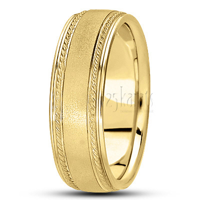 Traditional Wire Matte Basic Carved Wedding Band  - view 2