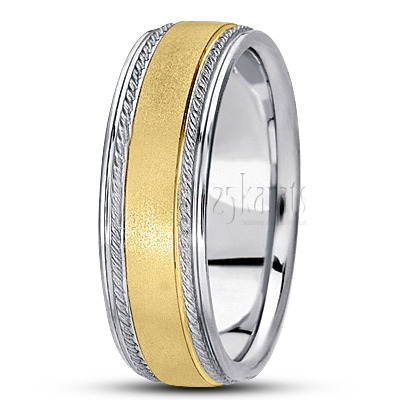 Traditional Wire Matte Basic Carved Wedding Band  - view 3 thumbnail