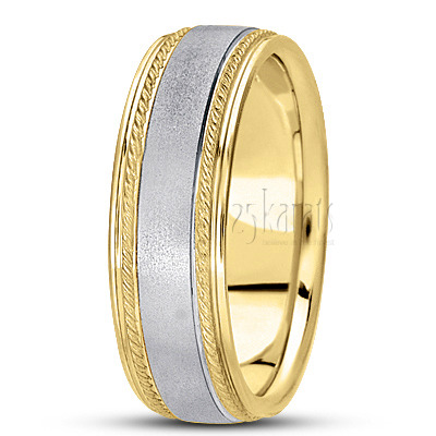 Traditional Wire Matte Basic Carved Wedding Band  - view 4