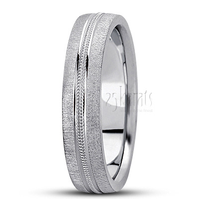 Exquisite Beaded Style Basic Designer Wedding Band  - view 2