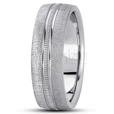 Exquisite Beaded Style Basic Designer Wedding Band  - view 3 thumbnail
