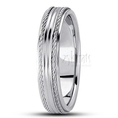 Classic Incised Diamond Carved Wedding Ring  - view 2 thumbnail