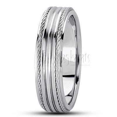 Classic Incised Diamond Carved Wedding Ring  - view 3 thumbnail