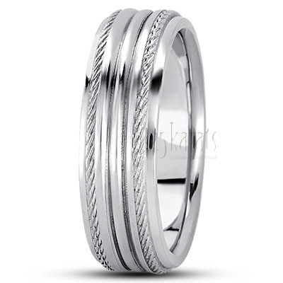Classic Incised Diamond Carved Wedding Ring  - view 4 thumbnail