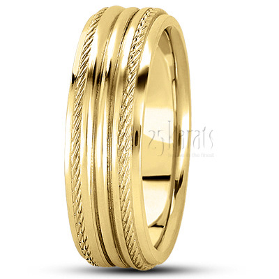 Classic Incised Diamond Carved Wedding Ring  - view 5