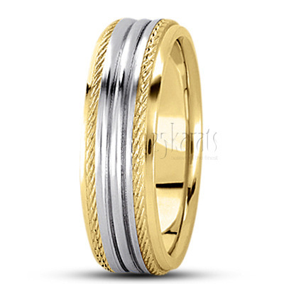 Classic Incised Diamond Carved Wedding Ring  - view 6 thumbnail