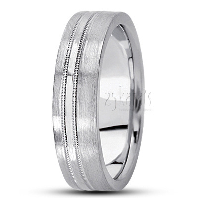 Bestseller Milgrain Diamond Carved Wedding Band  - view 2