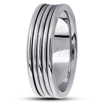 Elegant Grooved Basic Designer Wedding Ring  - view 2 thumbnail