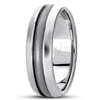 Beveled Edge Basic Carved Wedding Band  - view 2 thumbnail