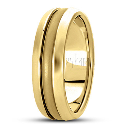 Beveled Edge Basic Carved Wedding Band  - view 3