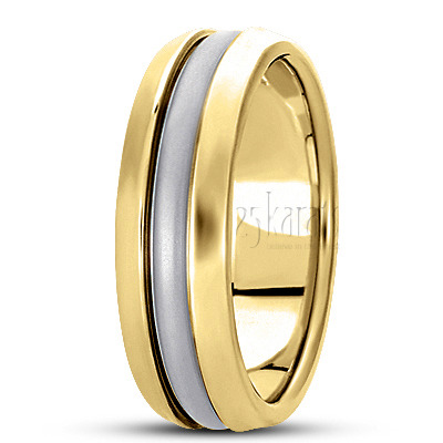 Beveled Edge Basic Carved Wedding Band  - view 4