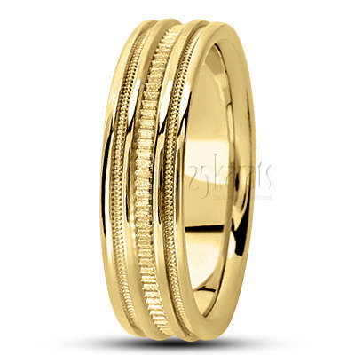 Striped Center Milgrain Basic Carved Wedding Ring  - view 2 thumbnail