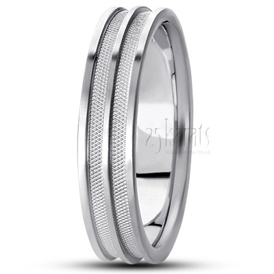 Attractive Beaded Carved Design Wedding Band  - main view