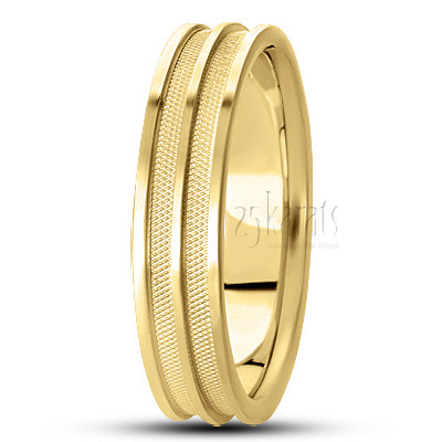 Attractive Beaded Carved Design Wedding Band  - view 2
