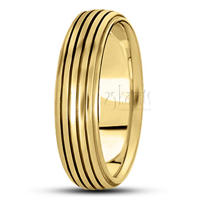 Unique Incised Basic Designer Wedding Ring  - view 2