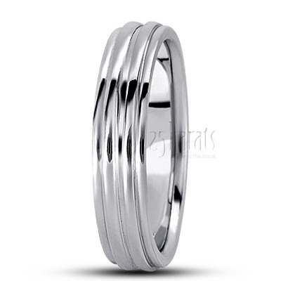 Classic Grooved Basic Carved Wedding Band  - view 2