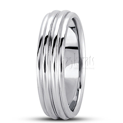 Classic Grooved Basic Carved Wedding Band  - view 3