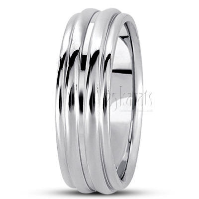 Classic Grooved Basic Carved Wedding Band  - view 4