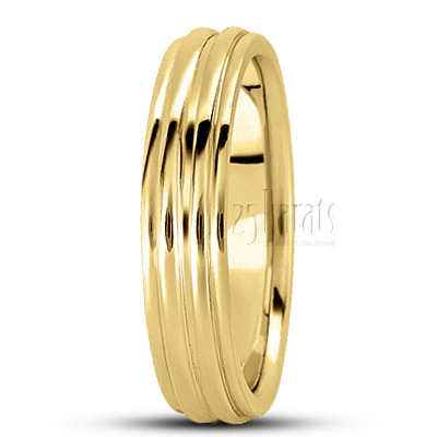 Classic Grooved Basic Carved Wedding Band  - main view
