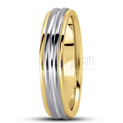 Classic Grooved Basic Carved Wedding Band  - view 6