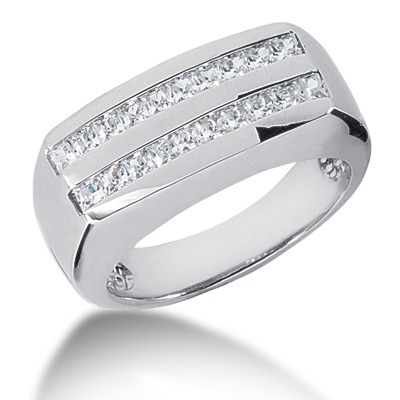 1.00 ct. Princess Cut Channel Set Double Row Diamond Man Ring