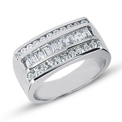 1.32 ct. t.w. Multi-shape Channel Set Diamond Men's Ring